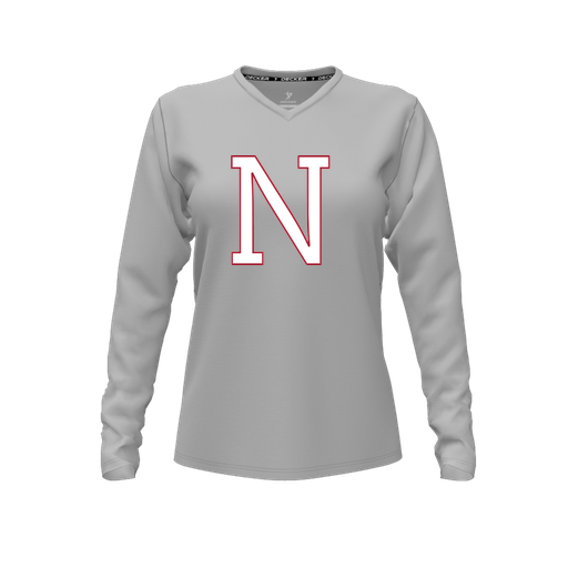 [FTLVCFGY-FYXS-LOGO1] Decker Comfort T-Shirt (Female Youth XS, Gray, V Neck, Logo 1, Long Sleeve)