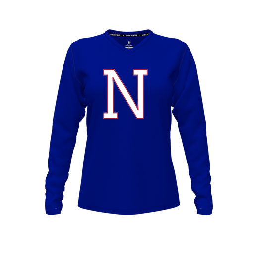 [CUS-DFW-TEES-PER-VNK-LSL-RYL-FYXS-LOGO1] Performance T-Shirt (Female Youth XS, Royal, V Neck, Logo 1, Long Sleeve)