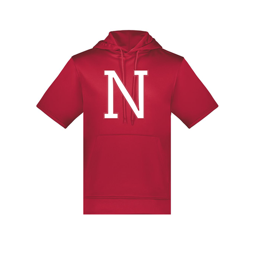 [6871.083.S-LOGO1] Men's Dri Fit Short Sleeve Hoodie (Adult S, Red, Logo 1)
