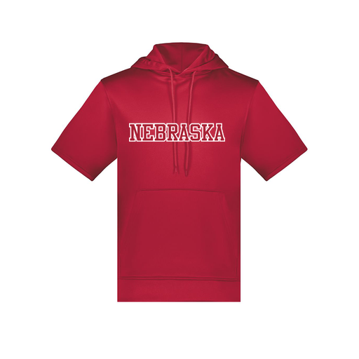 [6871.083.S-LOGO3] Men's Dri Fit Short Sleeve Hoodie (Adult S, Red, Logo 3)
