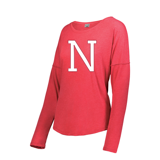 [FTLCUBRD-FAS-LOGO1] Decker Women's Tri-Blend T-Shirt - Long Sleeve (Female Adult S, Red, Logo 1)